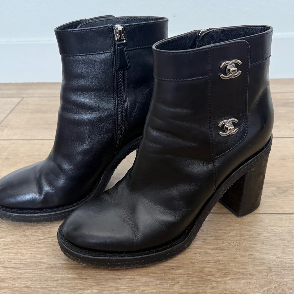 Chanel Turnlock Ankle Boots 40